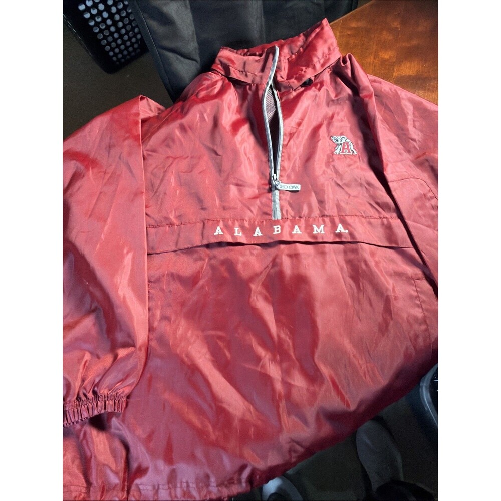 Vintage 90s Alabama Crimson Tide Men xxL Red Oak 1/4 Zip Hood Pullover Jacket!